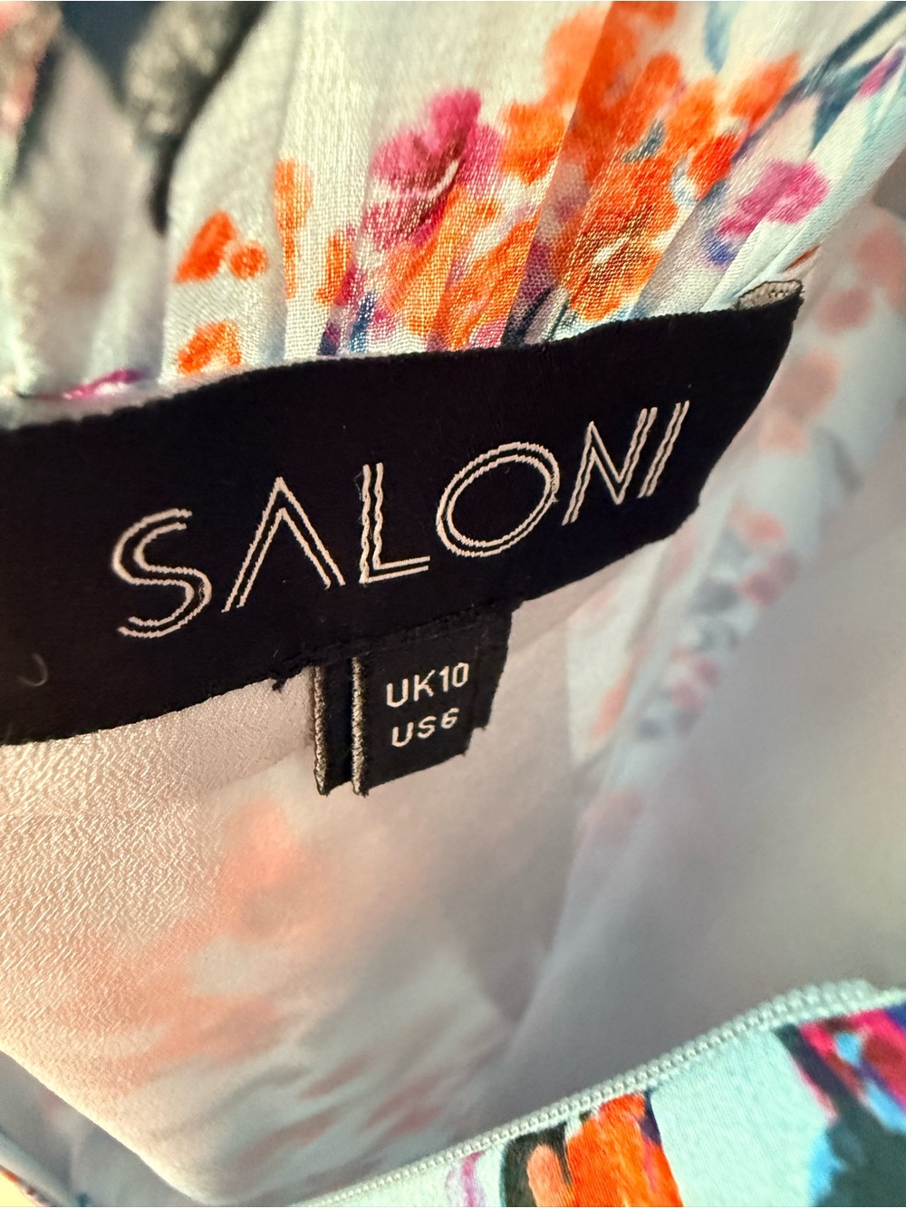 Saloni 100% Silk Floral Print Off The Shoulder Midi Dress Light Blue US 6 UK 10 - Picture 9 of 12
